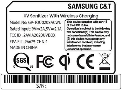 Samsung Electronics Qi Wireless Charger and UV Disinfectant - Mobile Phone Sterilization Box with Wireless Charging